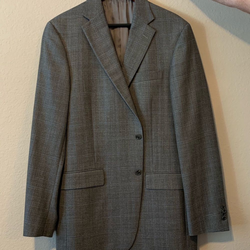 42L grey and blue windowpane sports coat
